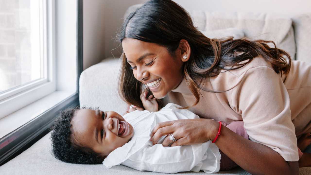 mum and baby connecting with a tickle